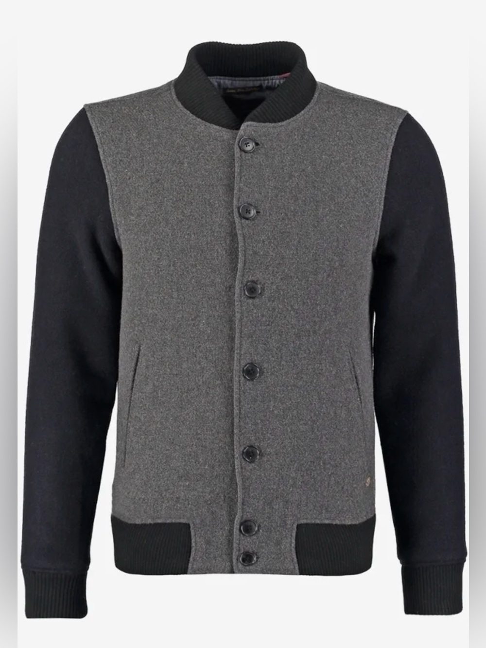 Scotch & Soda Charcoal Gray Front with Black Sleeves Bomber Jacket